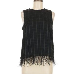 Endless Rose feather trim sleeveless tank top